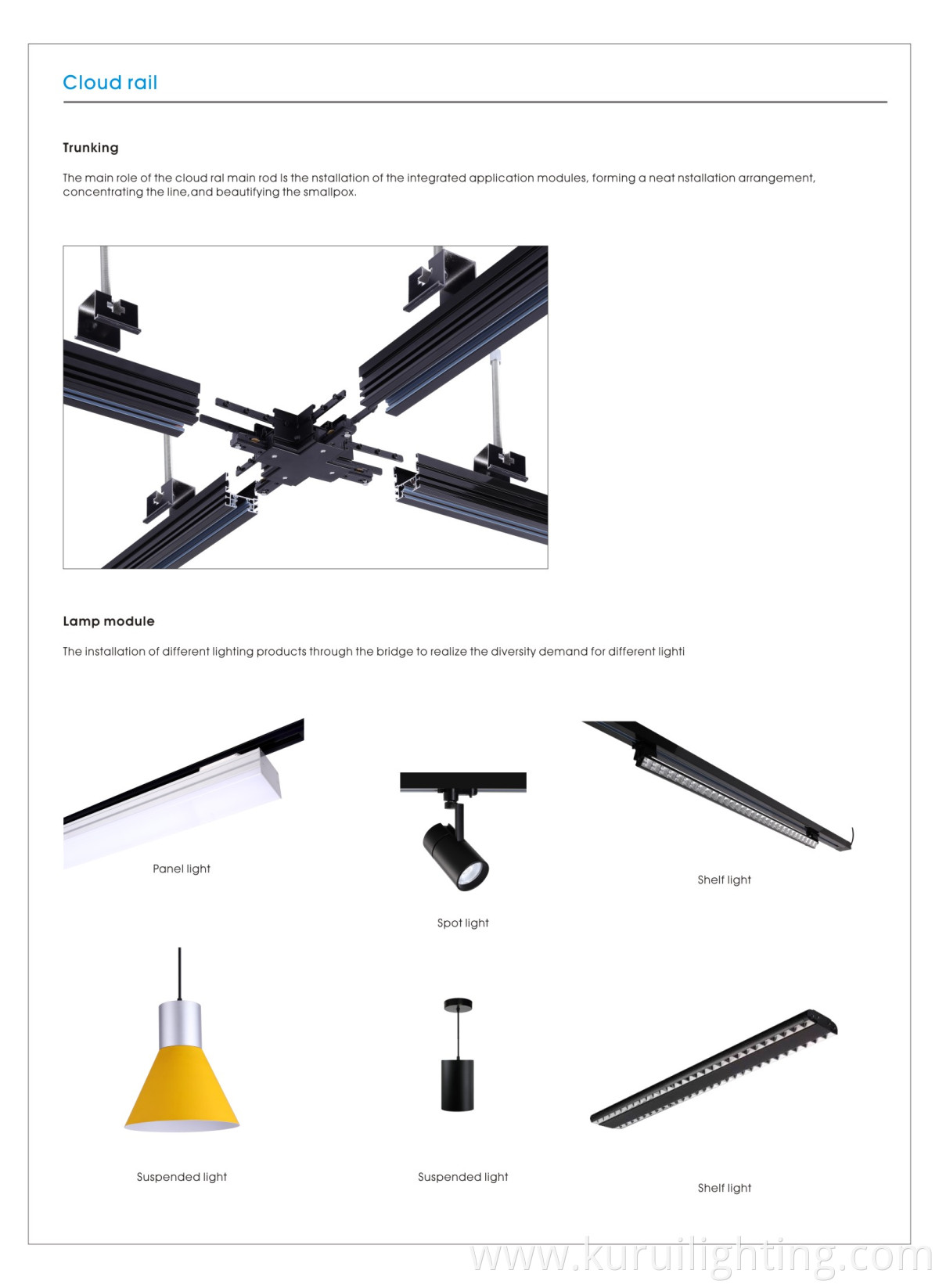 35W/40W Led Commercial Track Rail Lighting For Showroom Hotel Art Gallery Led Rail System Light